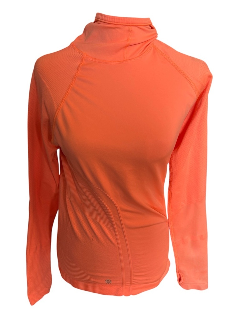 Athleta Long Sleeve Coral Orange Mock Neck Performance Top Size Medium